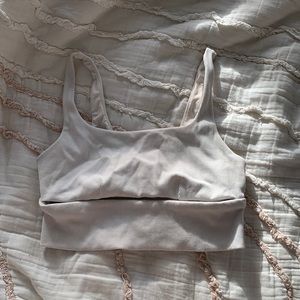 Alo off white ribbed sports bra with front cutout